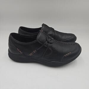 Clarks Shoes Womens 8 M Wave Walk Slip On 86505 Black Leather Casual Comfort